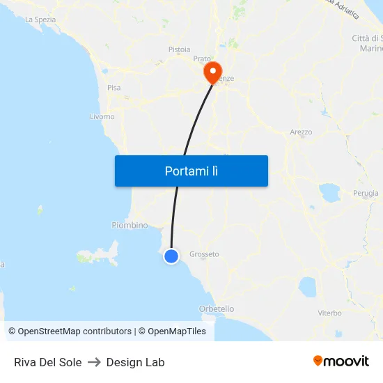 Riva Del Sole to Design Lab map