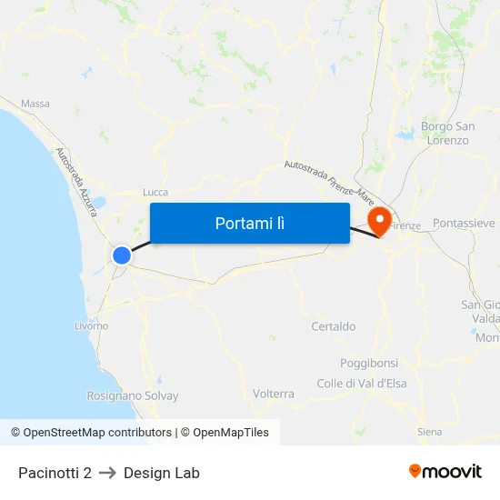 Pacinotti 2 to Design Lab map