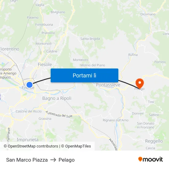 San Marco Piazza to Pelago map