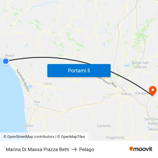 Marina Di Massa Piazza Betti to Pelago map