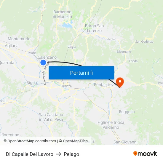 Di Capalle Del Lavoro to Pelago map