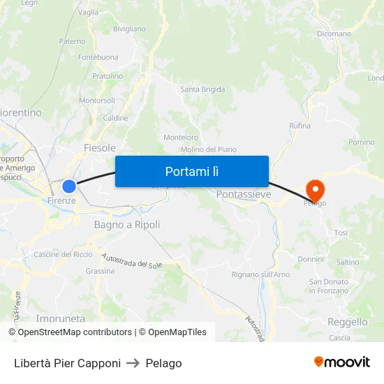 Libertà Pier Capponi to Pelago map