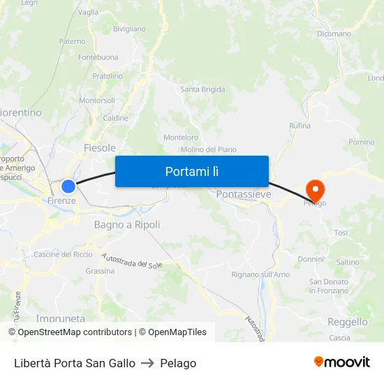 Libertà Porta San Gallo to Pelago map