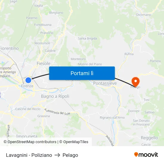Lavagnini - Poliziano to Pelago map