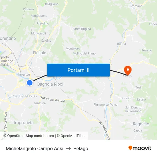 Michelangiolo Campo Assi to Pelago map