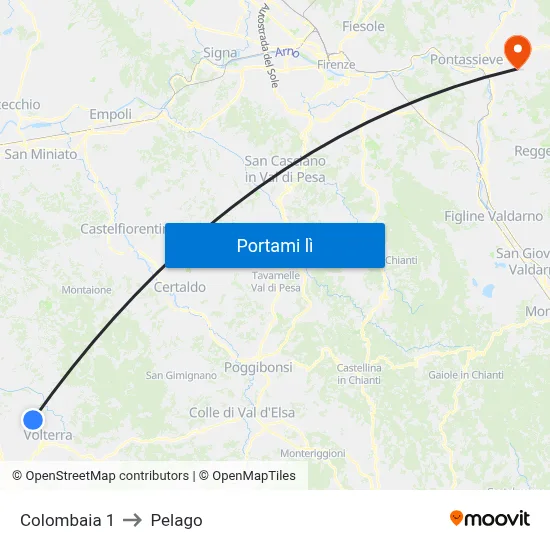 Colombaia 1 to Pelago map