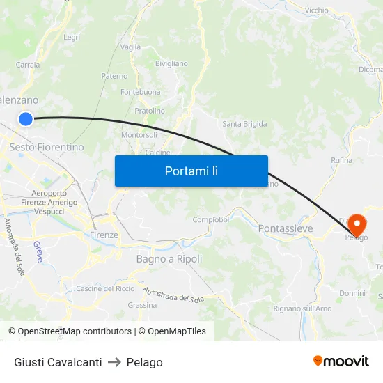 Giusti Cavalcanti to Pelago map