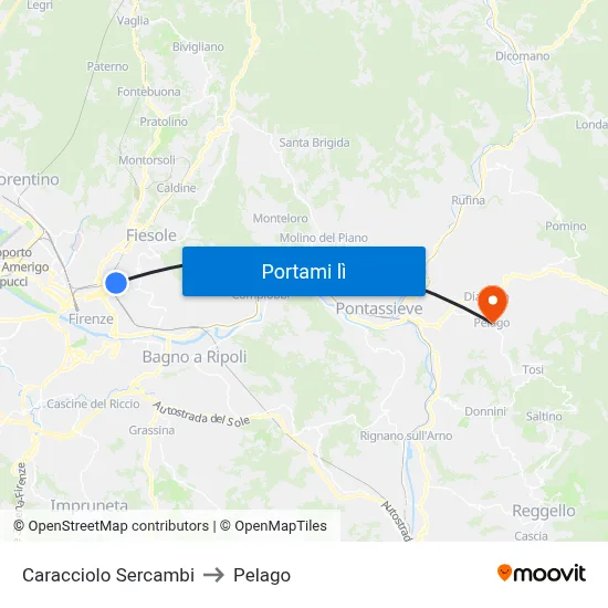 Caracciolo Sercambi to Pelago map