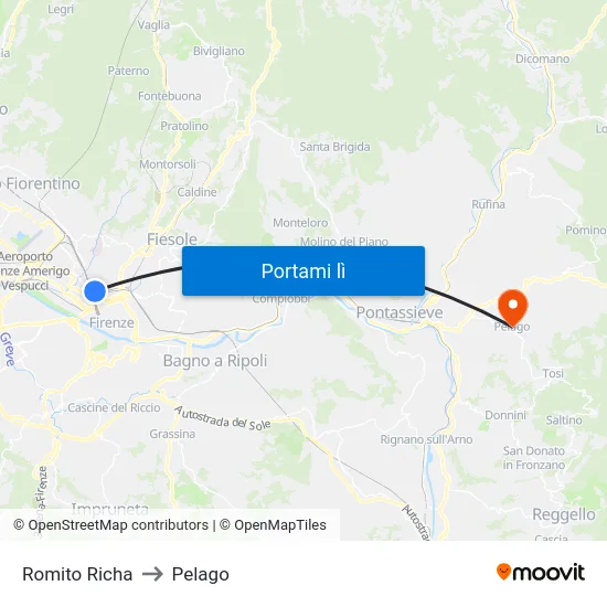 Romito Richa to Pelago map
