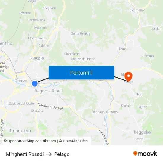 Minghetti Rosadi to Pelago map