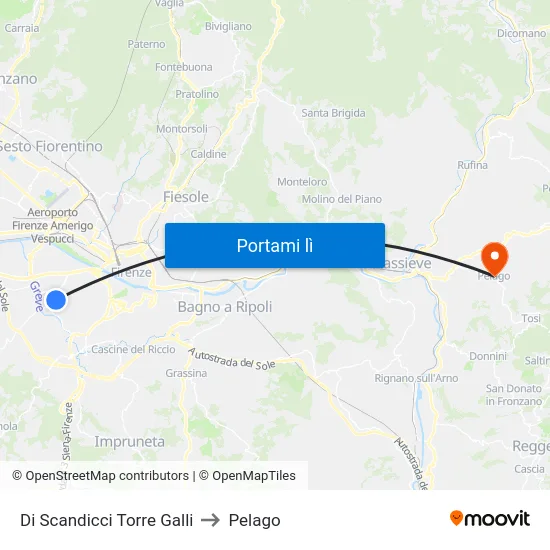 Di Scandicci Torre Galli to Pelago map