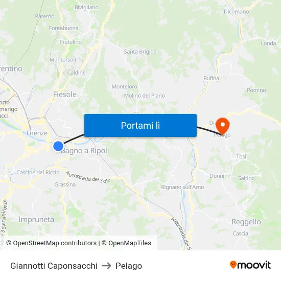 Giannotti Caponsacchi to Pelago map
