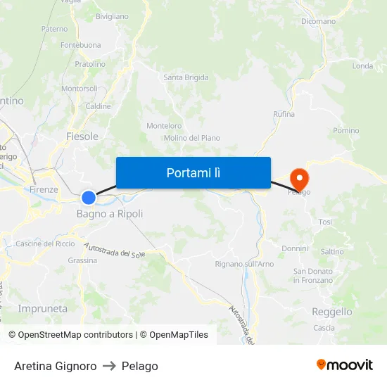 Aretina Gignoro to Pelago map