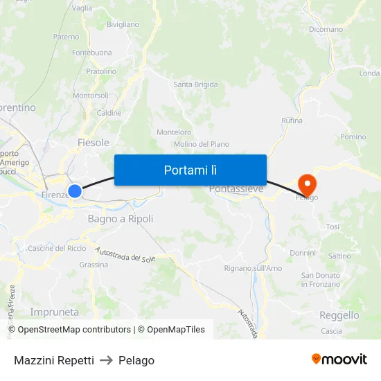 Mazzini Repetti to Pelago map