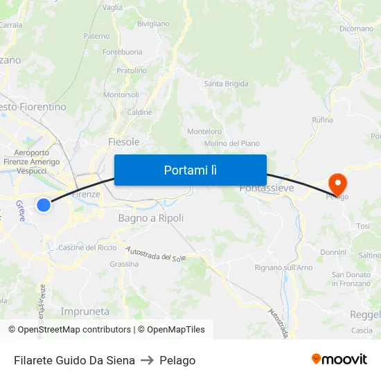 Filarete Guido Da Siena to Pelago map