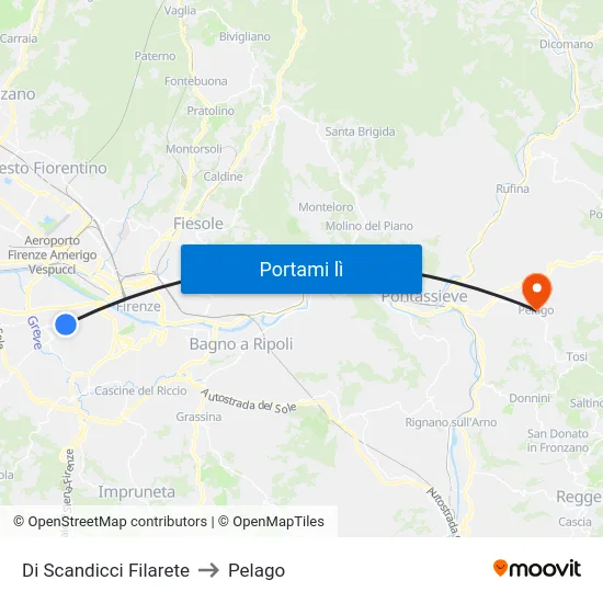 Di Scandicci Filarete to Pelago map