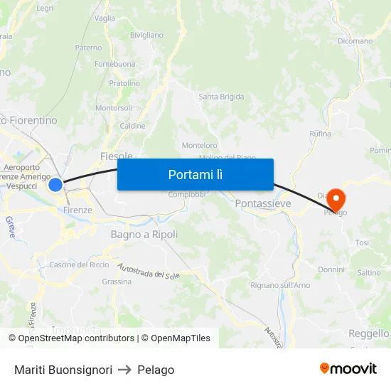 Mariti Buonsignori to Pelago map