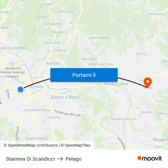 Starnina Di Scandicci to Pelago map