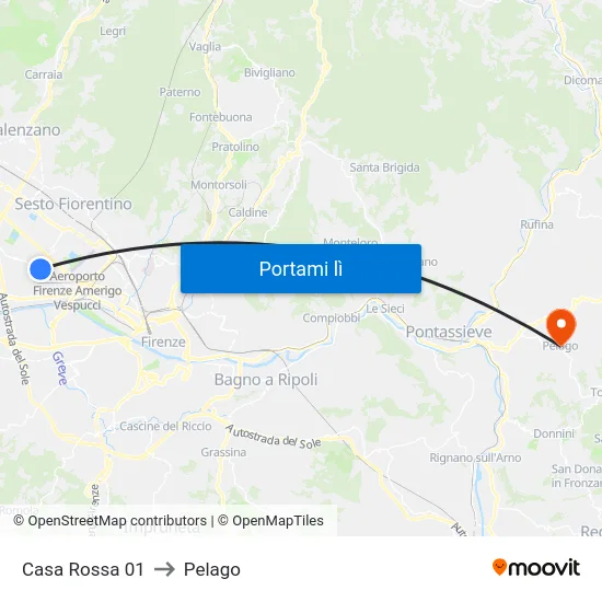 Casa Rossa 01 to Pelago map