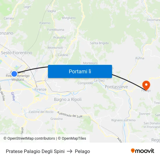 Pratese Palagio Degli Spini to Pelago map