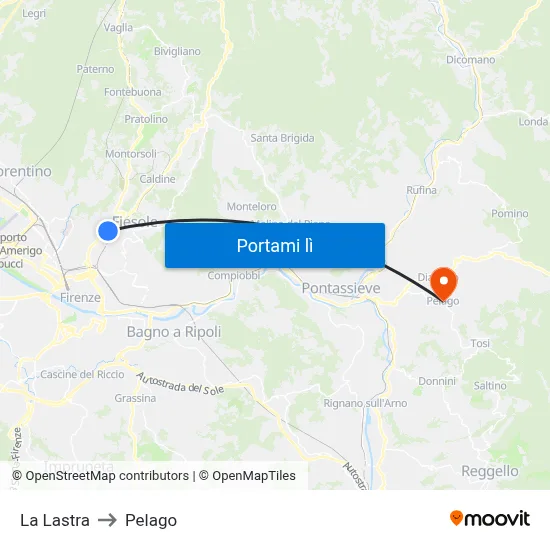 La Lastra to Pelago map
