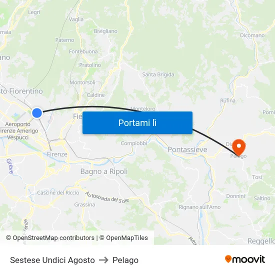 Sestese Undici Agosto to Pelago map