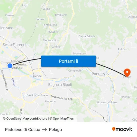Pistoiese Di Cocco to Pelago map