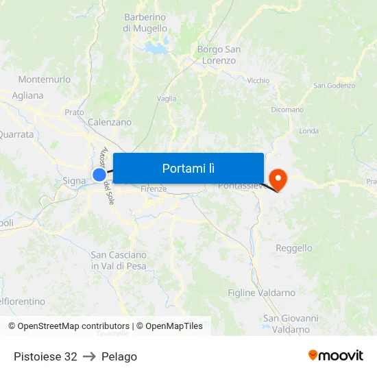 Pistoiese 32 to Pelago map