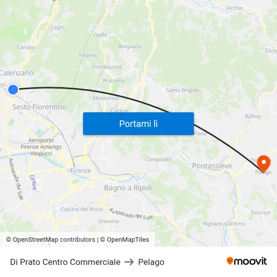 Di Prato Centro Commerciale to Pelago map
