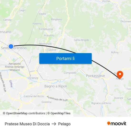 Pratese Museo Di Doccia to Pelago map