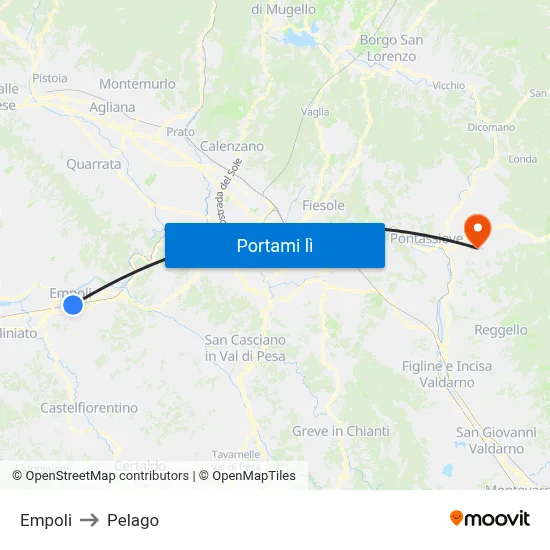 Empoli to Pelago map