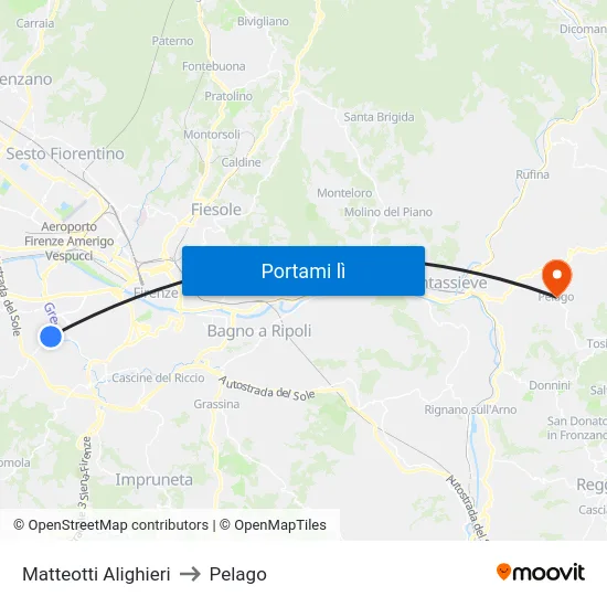 Matteotti Alighieri to Pelago map