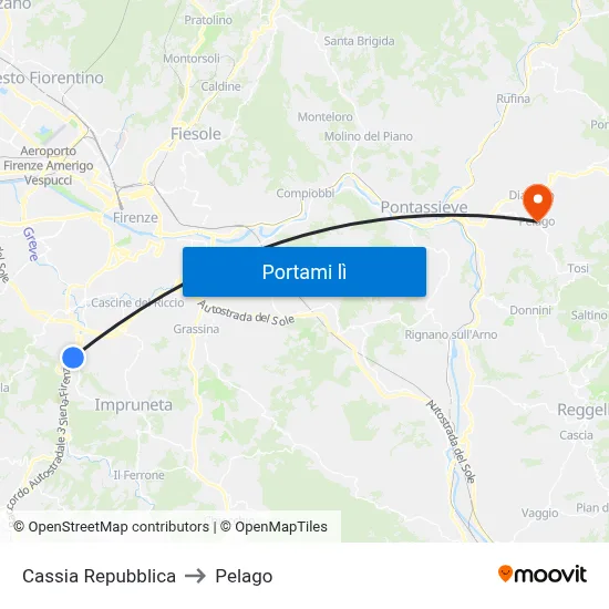 Cassia Repubblica to Pelago map