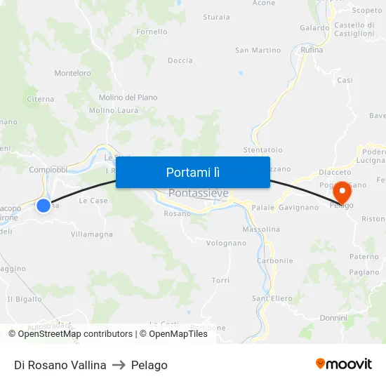 Di Rosano Vallina to Pelago map