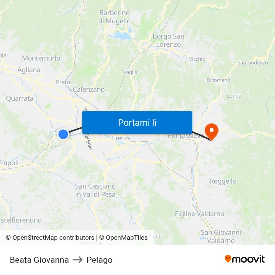 Beata Giovanna to Pelago map