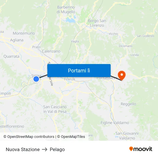 Nuova Stazione to Pelago map