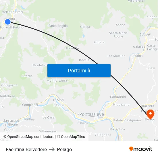 Faentina Belvedere to Pelago map