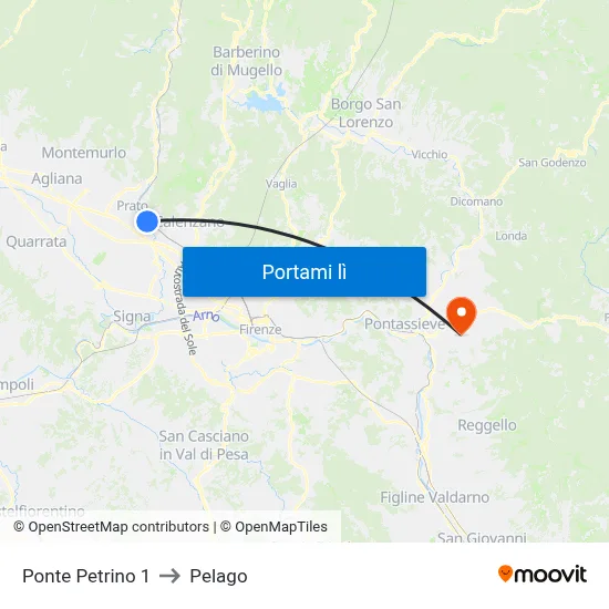 Ponte Petrino 1 to Pelago map