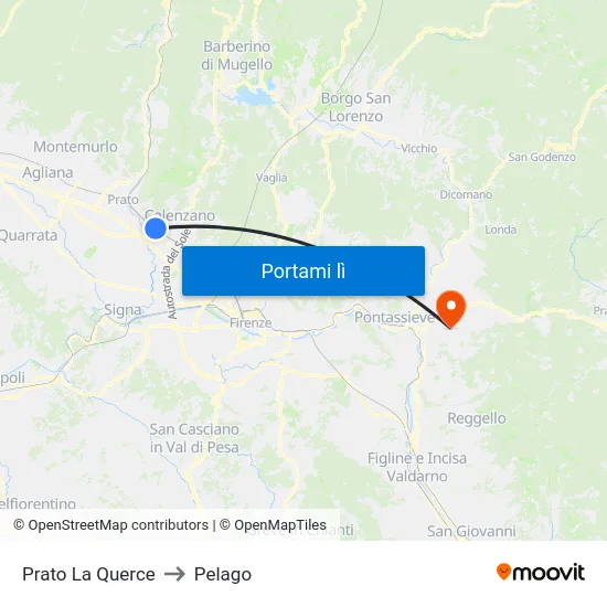 Prato La Querce to Pelago map