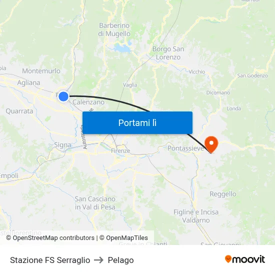 Stazione FS Serraglio to Pelago map