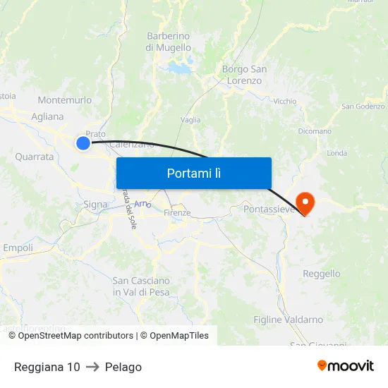 Reggiana 10 to Pelago map