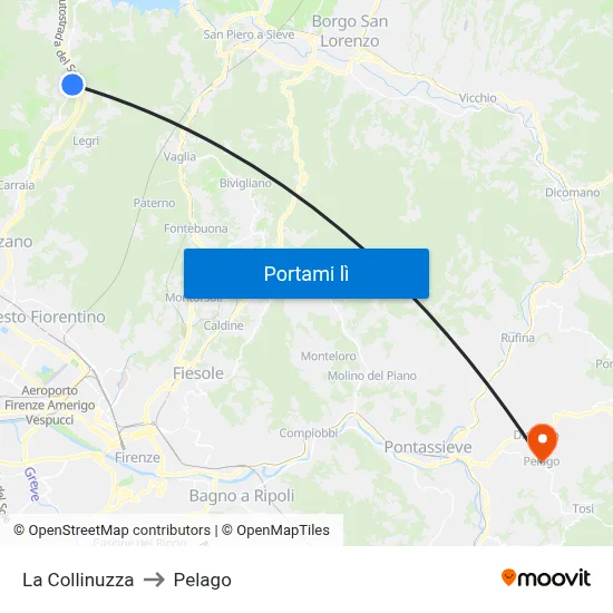 La Collinuzza to Pelago map