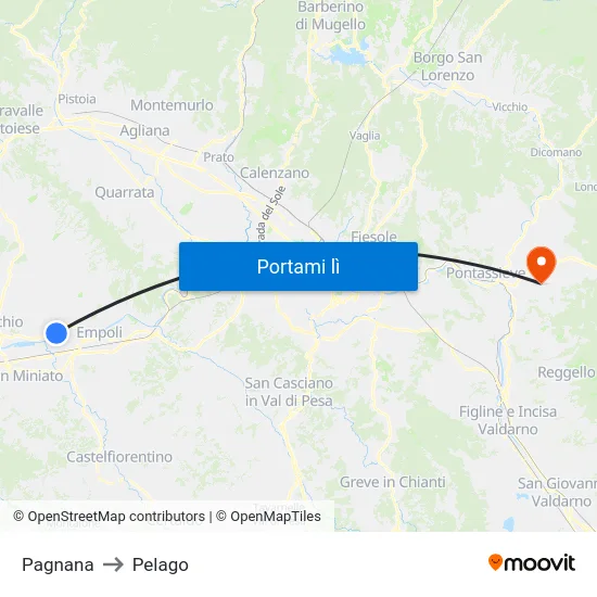 Pagnana to Pelago map