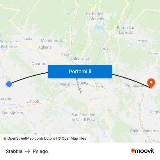 Stabbia to Pelago map