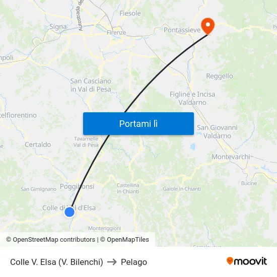 Colle V. Elsa (V. Bilenchi) to Pelago map