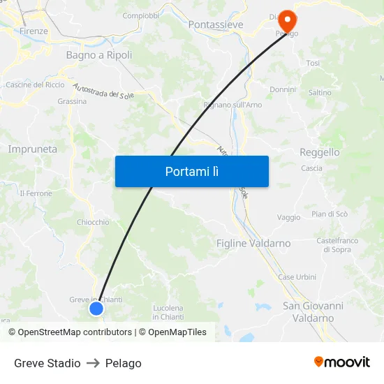 Greve Stadio to Pelago map