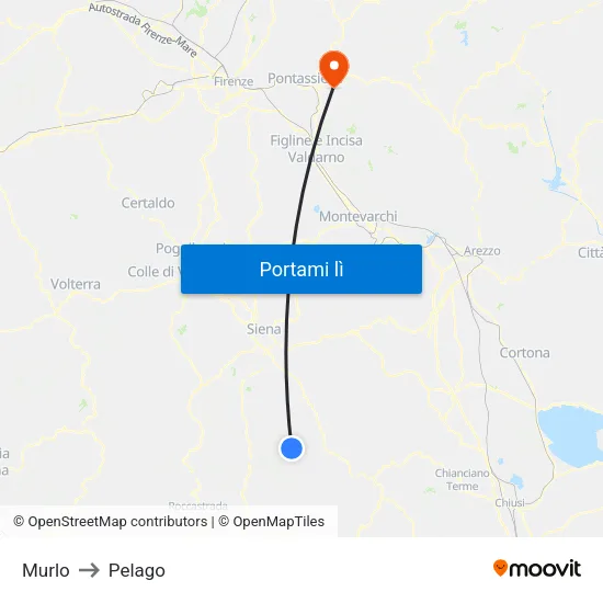 Murlo to Pelago map