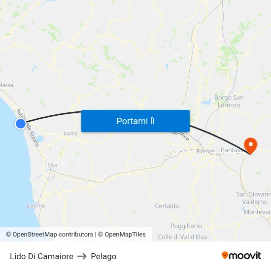 Lido Di Camaiore to Pelago map