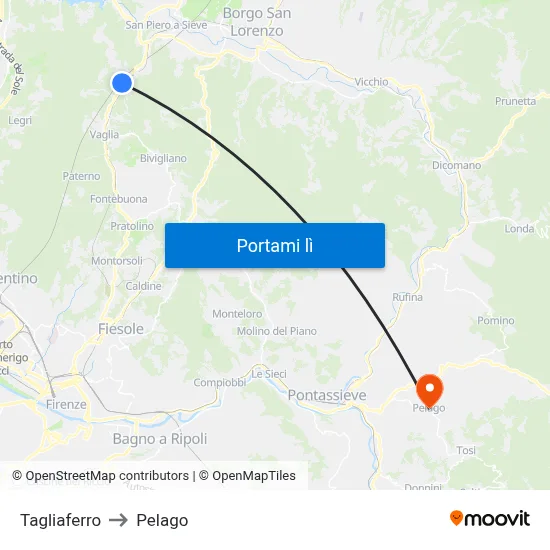 Tagliaferro to Pelago map