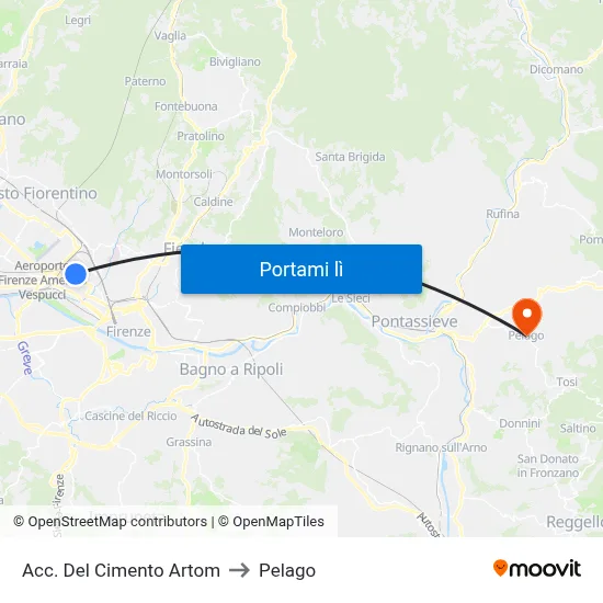 Acc. Del Cimento Artom to Pelago map